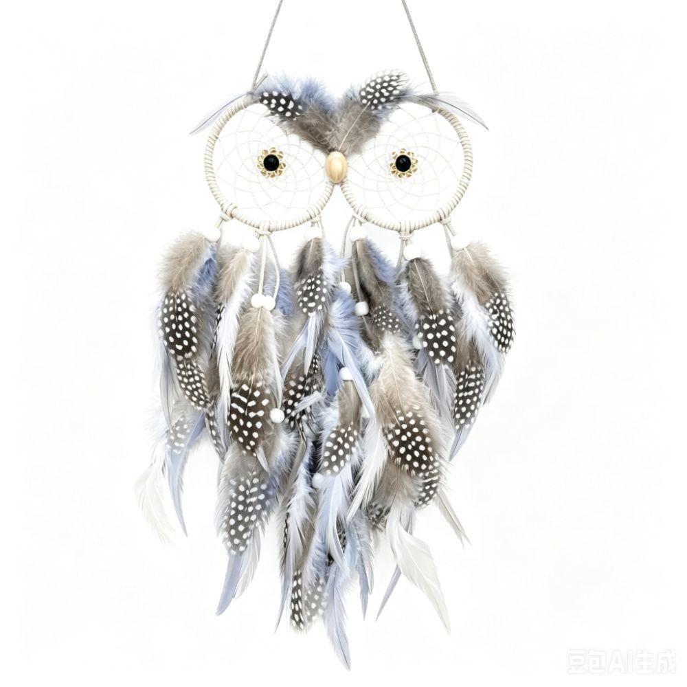 18.8in Owl Dreamcatcher Owl Handmade Dreamcatcher Owl Feather Decor Bedroom Wall Decor