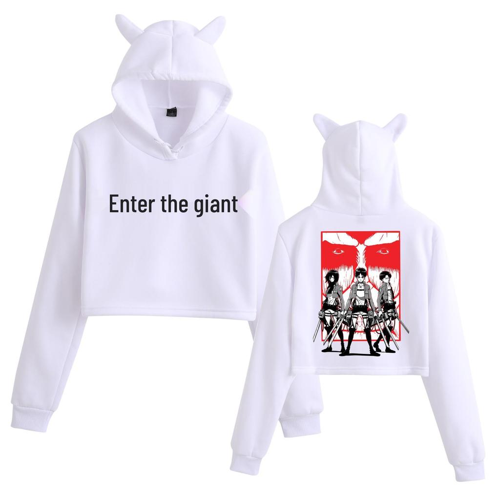 Attack on Titan Cat Ear Crop Top Hoodie for Women