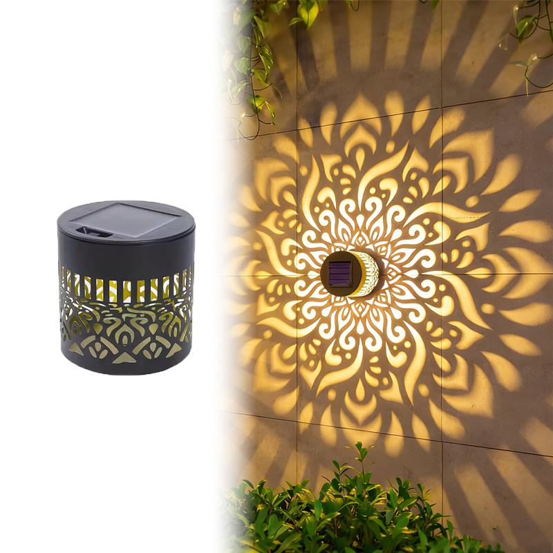 Solar Metal Mandala Wall Lamp Solar Fence Mandala Decorative Lamp for Garden Lawn Estate Porch Corridor Courtyard Decoration