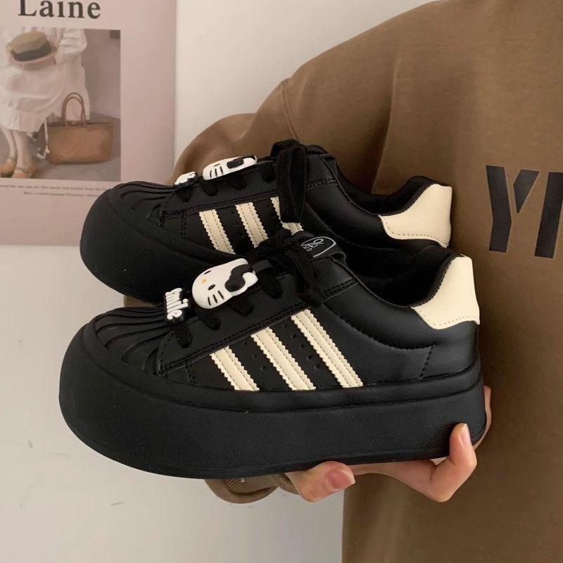 kit cat little white shoes shell head ugly cute big head bread shoes women's platform 2025 new versatile casual board shoes