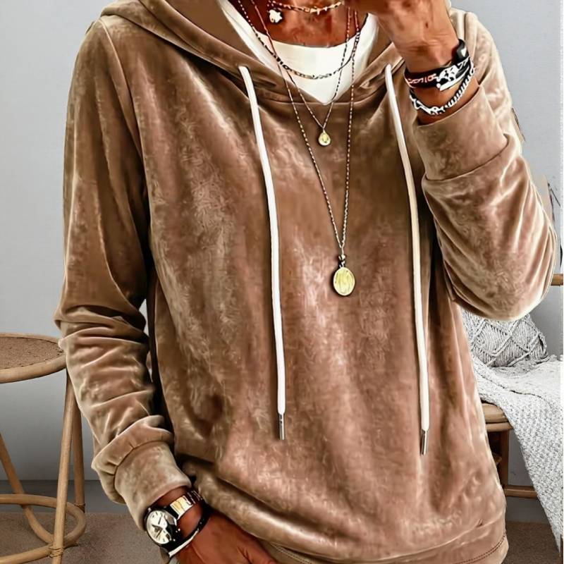 Velvet Hoodie With Solid Color For Womens Casual Autumn Winter Wear