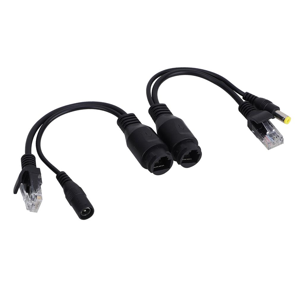 12V Power Over Ethernet Passive POE Adapter Cable Splitter Injector Waterproof  Black