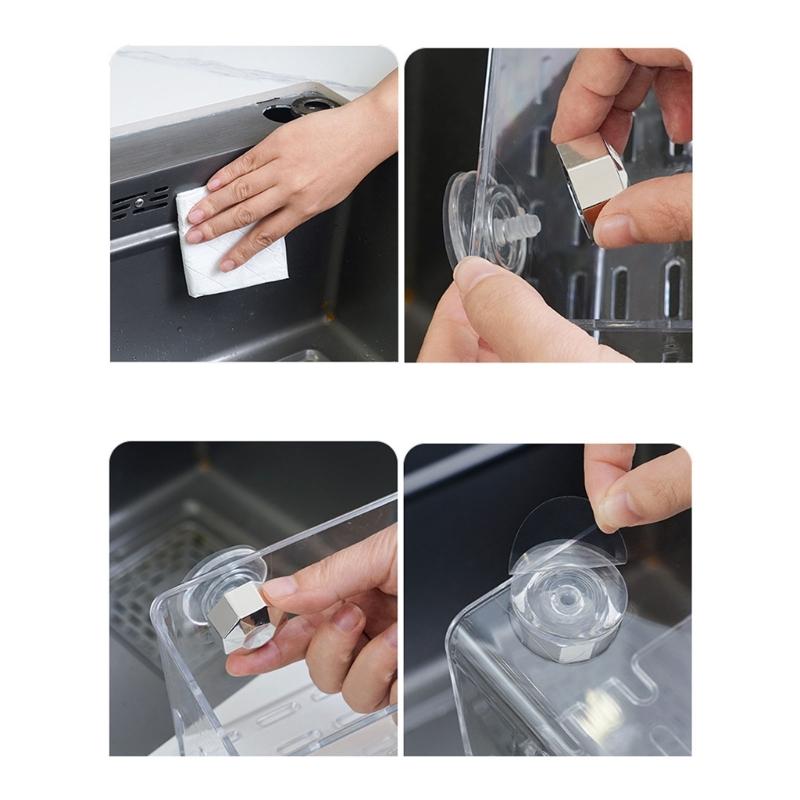 Sponge Holder With Suction Cup Sink Organizers Kitchen Storage Durable Plastic Drainage Holes Modern Design For Cleaning Tools