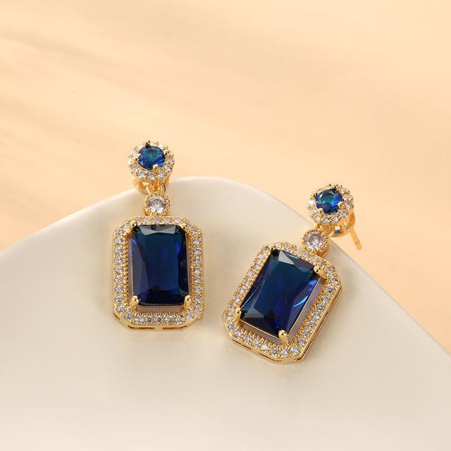 Koreanske nye utsøkte grønne krystall geometriske øredobber Mote temperament Allsidige øredobber Damesmykker