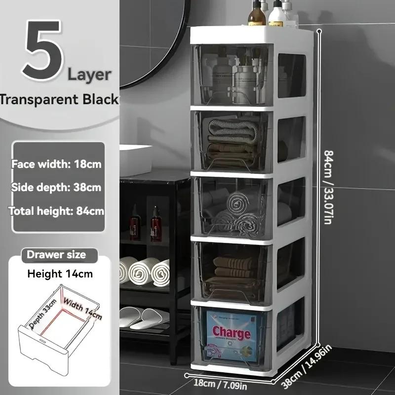 Multilayer Storage Organizer, Spacer Rack for Bathroom, Kitchen, Living Room, Bedroom Essentials, Floor Cabinet with Drawers