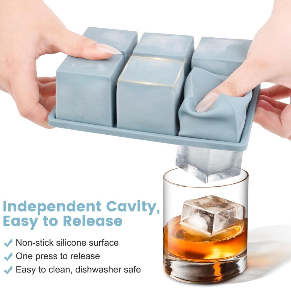 Large Silicone Ice Cube Tray 3Pack - SAWNZC Big Square Ice Cube Molds
