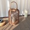 Natural Handmade Rattan Woven Decor - Floor Wind Lamp & Desktop Candle Holder Elegant Ornament for Tea Room Zen Vibe Decoration