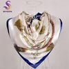 [BYSIFA] China Style Blue White Silk Scarf Cape  New Design Ladies Muslim Head Scarf Printed Fashion Accessories Satin Scarf