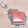 Pendant Red Sunsitara Gemstone Handmade Mother'Day Silver Jewelry 2.25"