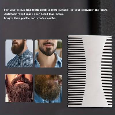 Edelstahl Herren Bartkamm Tragbarer Mini Ölkopfkamm für Friseur Schnurrbartpflege Formwerkzeuge Taschenformat Haarkamm