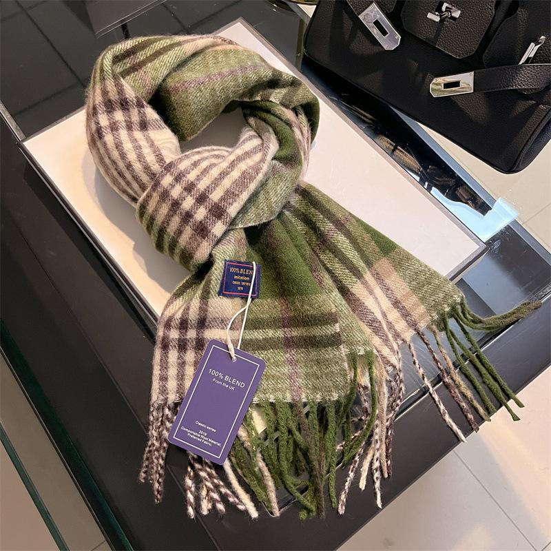 New Small Version British Version Red Plaid Imitation Cashmere Scarf Texture Winter Warm Gift Scarf Shawl