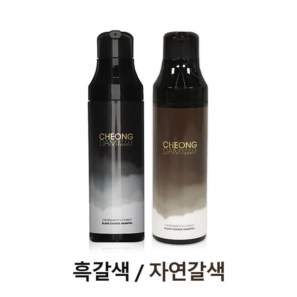 Mixed CHEONG DAM Forest Black Change Hair Dye Shampoo 2 Bottles (1 Dark Brown, 1 Natural Brown)