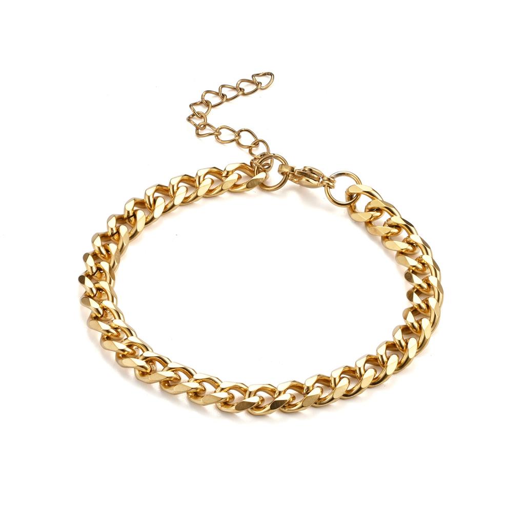 Waterproof NK Link Bracelet Stainless Steel Silver Gold Non-tarnish Curb Chain Bangle Hip Hop Punk Jewelry for Men