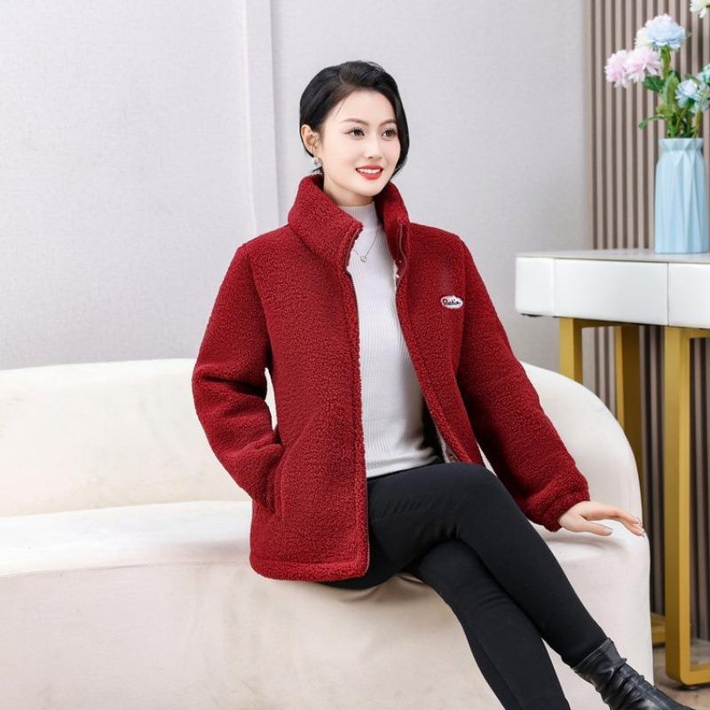 

Флисовая утолщенная хлопковая одежда, гранулированная овечья шерсть, теплая зимняя, новая, свободного кроя, большого размера, пальто, женская 5XL [Recommended 150-80 kg] красный