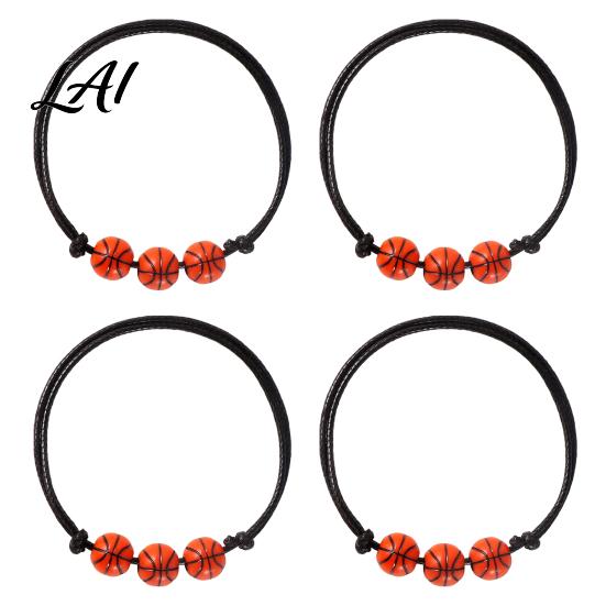 Youth Athlete Jewelry 4 Pcs Sports Balls Braided Rope Bracelets Adjustable String Bracelet Simple Daily Wear Bracelet Handmade Woven Cord Team Gifts