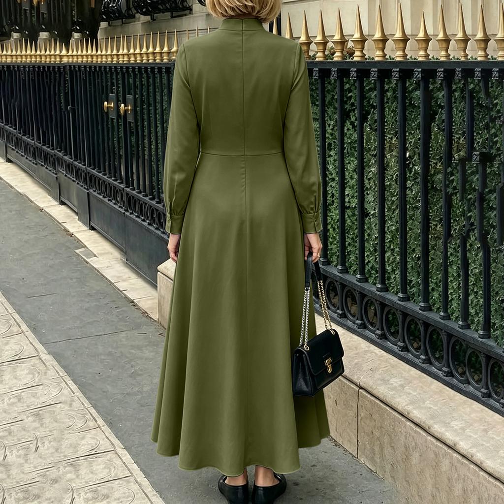 Women's Color Long Sleeve Dress for Elegant Everyday Wear