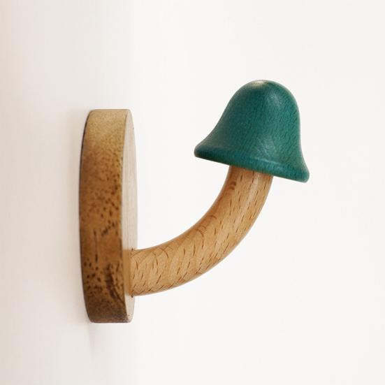 Wooden Hook Heavy Duty Adhesive Hook with Cute Mushroom Shape Nordic Style Hook for Glass Metal Latex Paint Walls