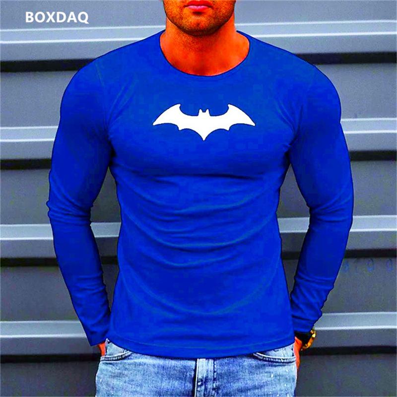 Bat Graphic 3D Printed Men's T-shirts Long Sleeve Street Style Hip Hop T-shirts Plus Size Loose Casual Sporty Tops Clothing