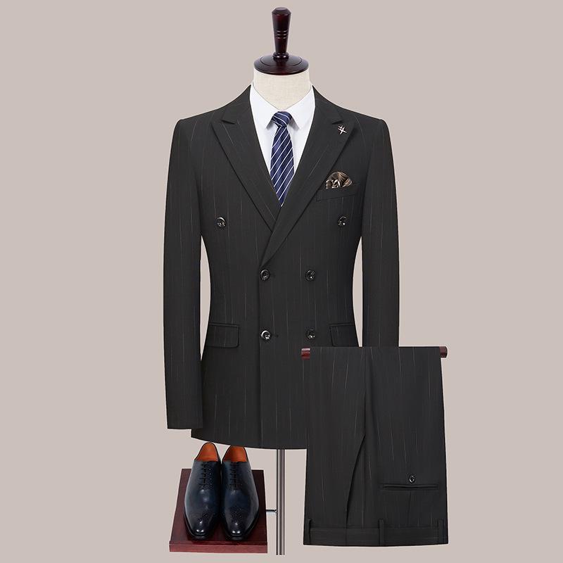 2026 Luxury Men s Double-Breasted Suit Set: Business Casual, Wedding, Formal Wear 195