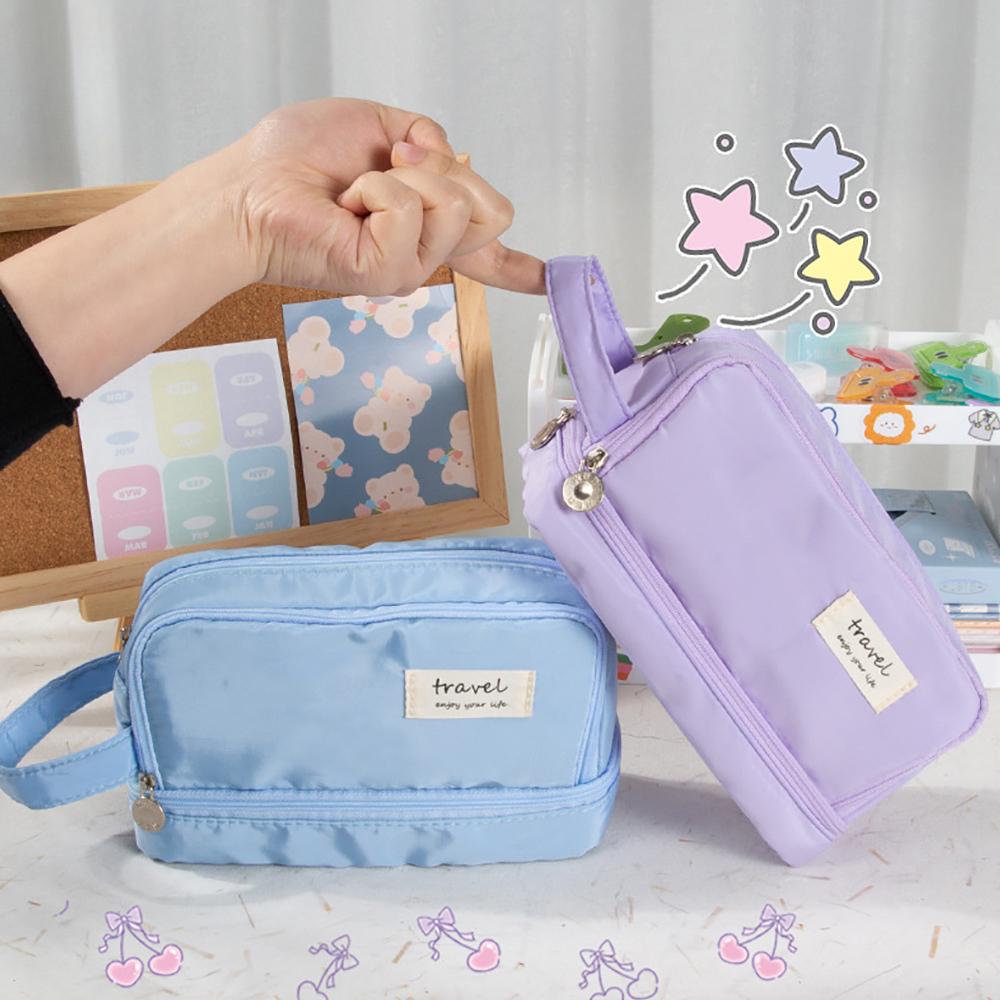 

Детские пеналы конфетного цвета, трехслойный пенал большой емкости, канцелярские принадлежности для учеников и учителей, ручки, карандаши, линейки, держатели