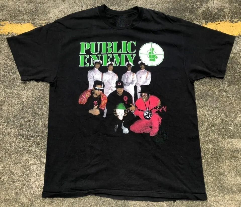 Vintage Public Enemy American Hip Hop Cotton Black All Size Tee Shirt AA1482 Unisex T-Shirt L