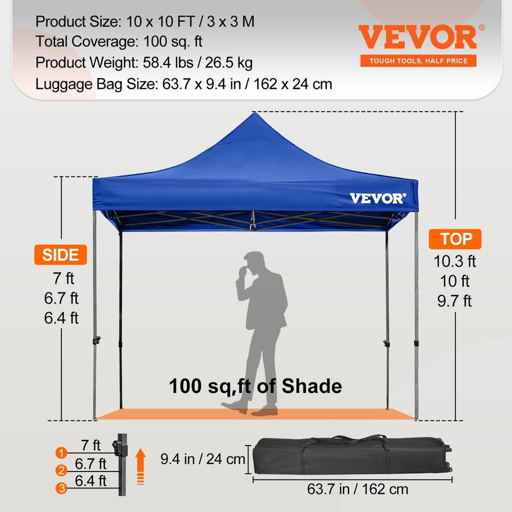 10 X 10 FT Pop Up Canopy Tent, Outdoor Patio Gazebo Tent with Removable Sidewalls and Wheeled Bag, UV Resistant Waterproof Instant Gazebo Shelter for