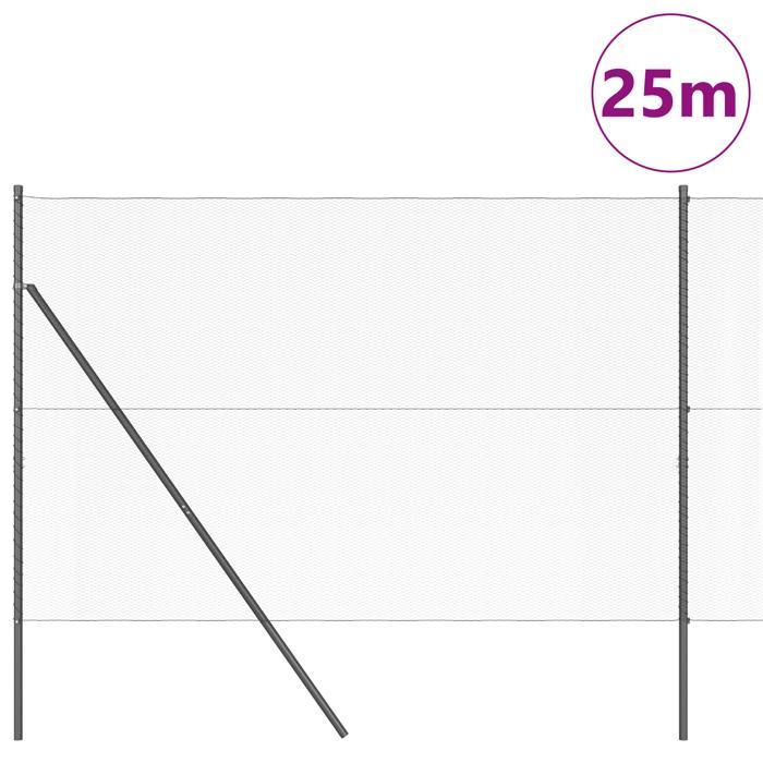 Clôture Hexagonale vidaXL Grise 1,6x25 m Acier 3352829