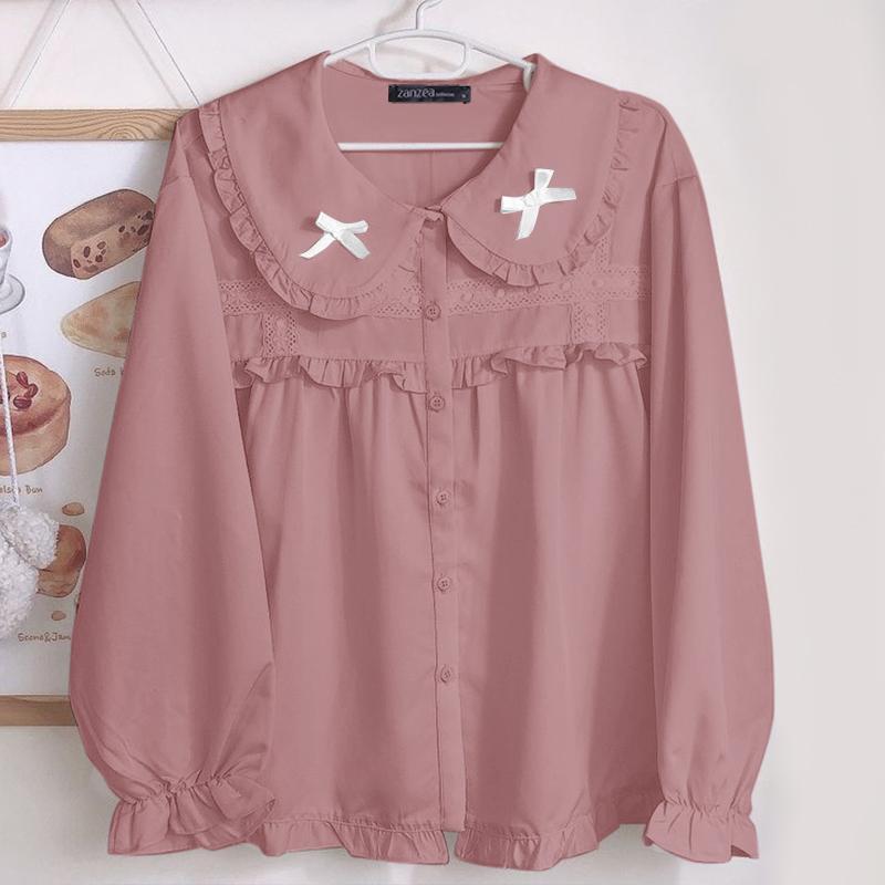 ZANZEA Dámská ležérní halenka s dlouhým rukávem s dlouhým rukávem, patchworková halenka