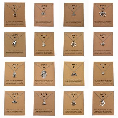 Wish Necklace with Love Gift Card Multi Pendant Charm Jewelry for Women Daily & Casual Wear