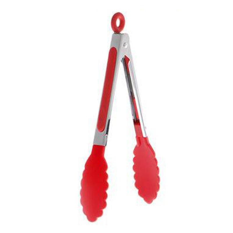 

20см Силиконовые Кулинарные Щипцы для Мяса и Продуктов из Нержавеющей Стали Кухонный Нескользящий Зажим Клипса Инструмент для Барбекю Салата Аксессуары для Гриля и Кулинарии красный