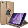 Fodral + Härdat Glas för Lenovo Tab M10 FHD Plus 10,3 Tum, Rotation Syntetiskt Läder Guld