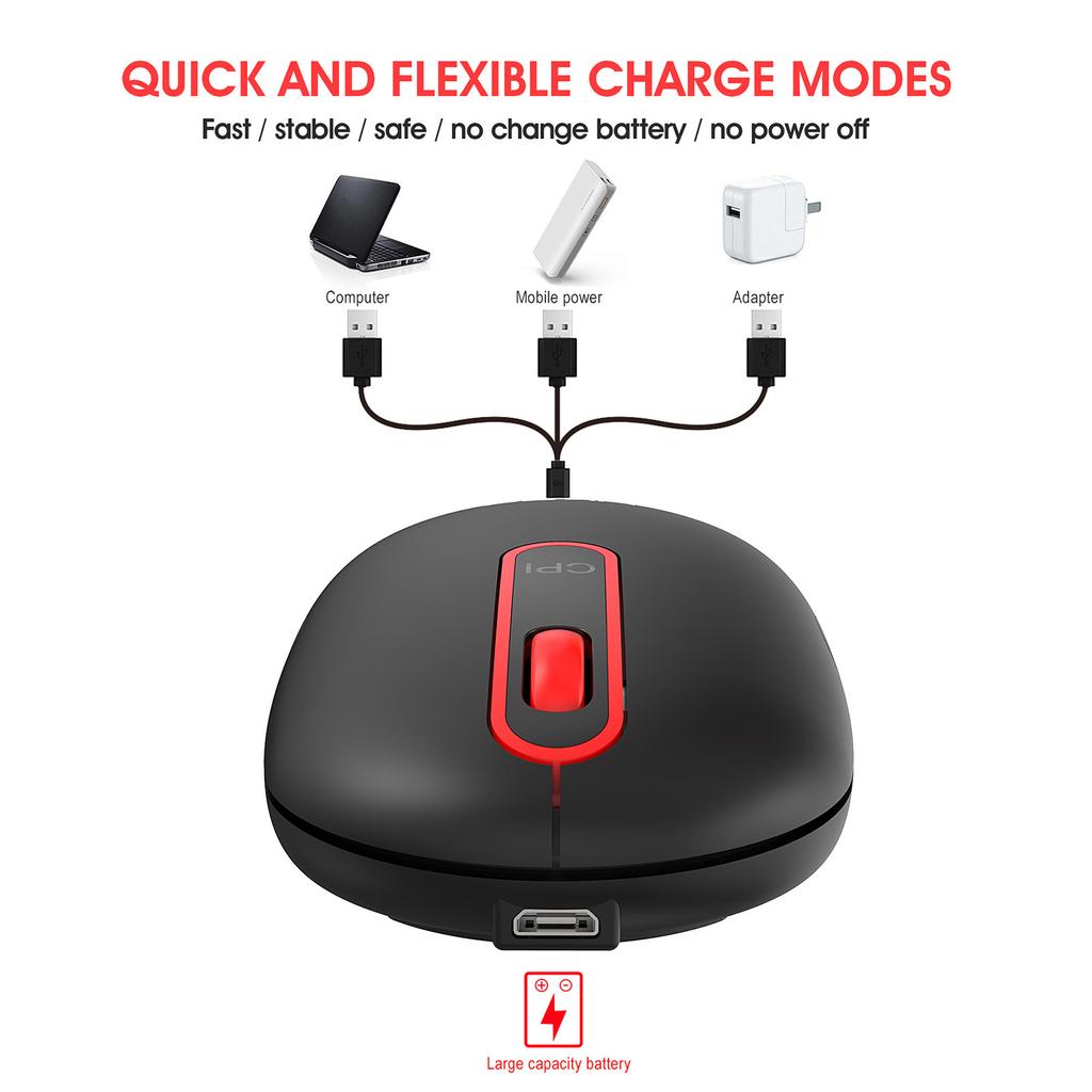 HXSJ T15 2.4G Wireless Mice Slim Computer Mice with USB Receiver Rechargeable Ergonomic Mice for