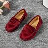 Luxury Velvet Moccasins For Kids Girls Soft Loafers Child Red Black Velour Slip-on Flat Shoes Boys Dress Boat Zapatos