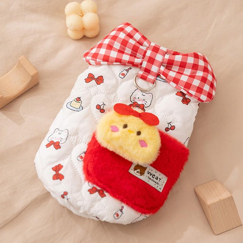 Pet Dog Vest Warm Fleece Harness Coat Small Dogs Cats Teddy Cute Two-Legged Outfit XS To XL