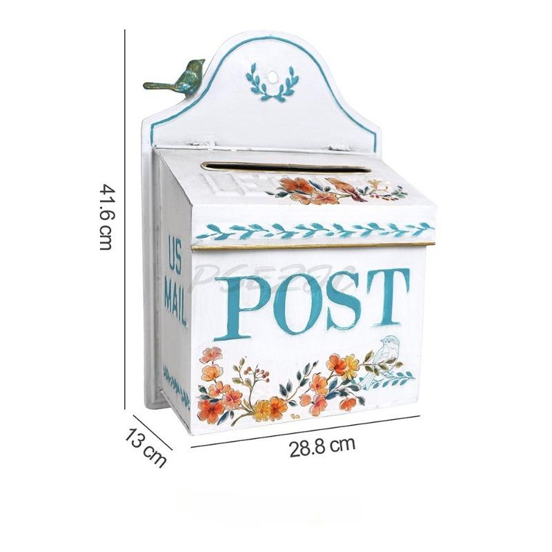 Style Garden Entrance Wrought Iron Outdoor Mailbox Three Dimensional Relief Delivery Box Wall Mounted Decorative Mailbox