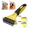 Comfortable Handle Undercoat Rake Comb Two-Sided Shedding Hair Remover Comb  For Dog Cat