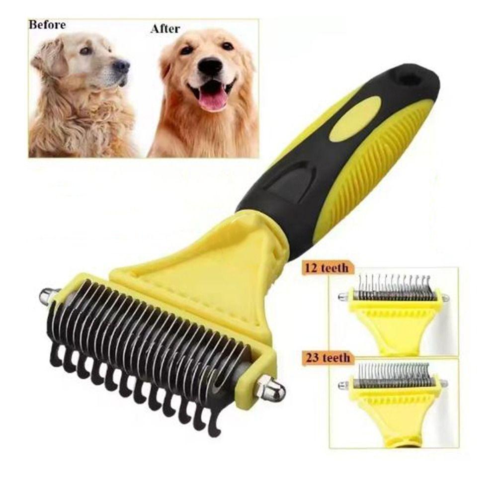 Comfortable Handle Undercoat Rake Comb Two-Sided Shedding Hair Remover Comb  For Dog Cat