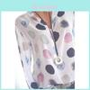 Elegante Damenmode Polka Dots Print Chiffonbluse Mit Langen Hemdsärmeln
