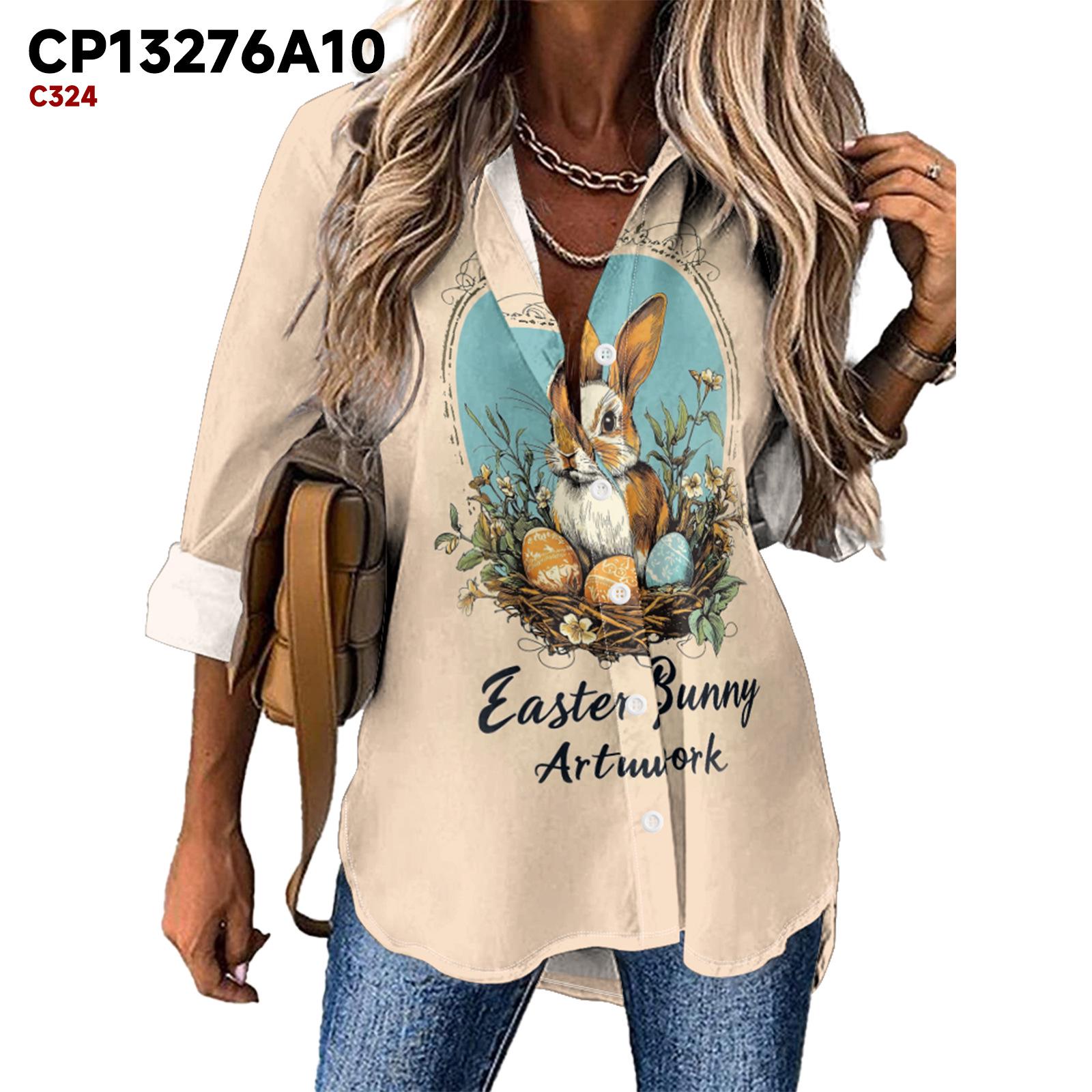 

Women s Trendy Printed Turn-Down Collar Cardigan - Long Sleeve, Loose Fit L