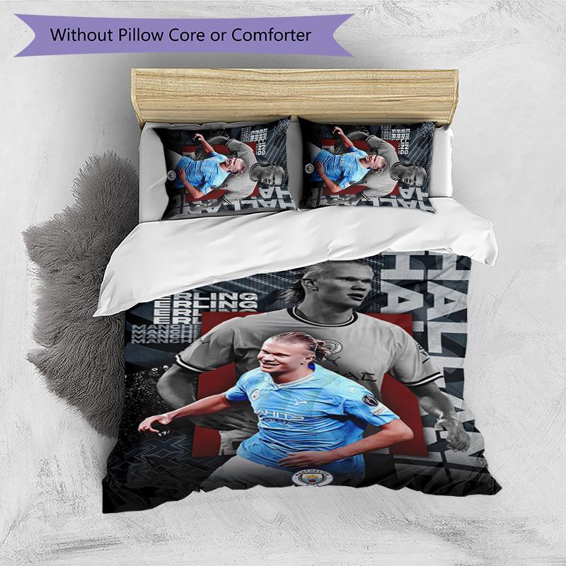 Set Biancheria da Letto 3 Pezzi con Stampa Modello Erling Haaland Morbido Delicato sulla Pelle Lavabile Copripiumino e Federe Set Stagione Unica Camera da Letto