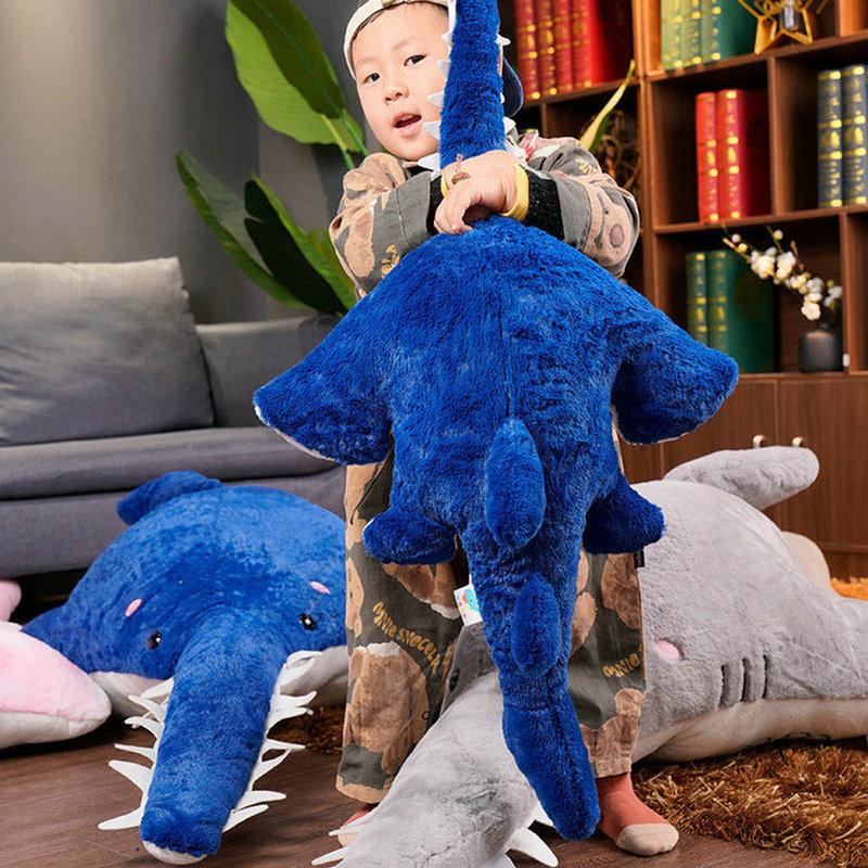 My Extreme Outdoor Activities Unisex Blue 55-180Cm Creative Sawtooth Shark Plush Toy Soft Stuffed Cartoon Long Mouth Fish Doll Bed Sleep Pillow Sofa Cushion Birthday Gift