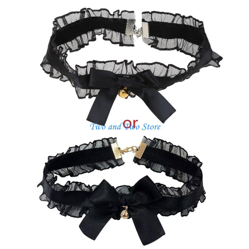 HX6F Vintage Bow-Knot Choker Necklace Gothic Jewelry Women Short Chain Necklace