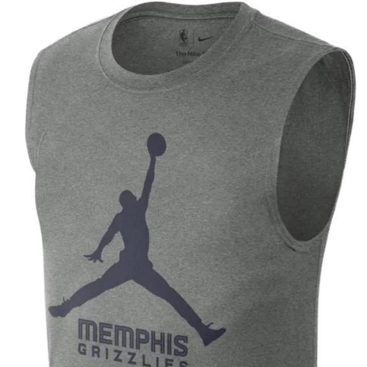 Jordan NBA Essential Memphis Grizzlies Logo Print Quick-Dry Sleeveless Basketball Jersey Men jersey Gray FQ1981-063