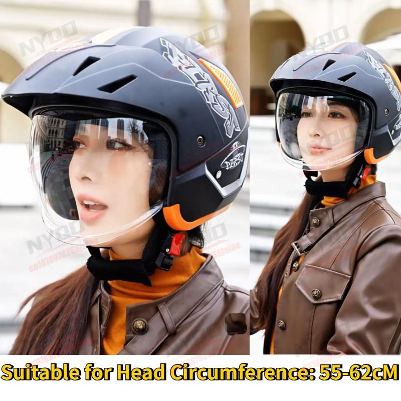 Motorcycle Riding Retro Helmet for Men and Women 3/4 Helmet Four Season Half Winter Cold Resistant and Warm Safety Helmet
