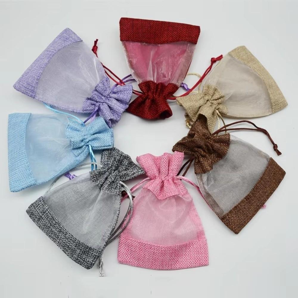 1/10PCS Cotton Linen Gift Drawstring Bags Washable Burlap Gift Bags For Jewelry Storage