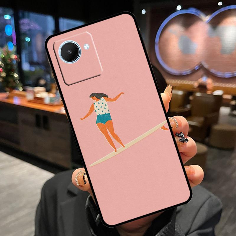Surfboard Surfing Surf Girl Case For Realme 14 Pro Plus 13 12 11 15 GT6 GT7 Pro C55 C51 C35 C53 C61 C65 C67 C63 C71 C75