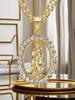 Hip Hop Iced Out Große Jungfrau Maria Halsketten Anhänger Goldfarbe Edelstahlkette Für Frauen Christlicher Schmuck Madonna XL1145