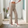 Autumn New Solid Color Slit Straight Leg Pants for Women's Daily Versatile Basic Casual Pants