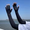 Men Sun Protection Gloves, Open Finger Driving Gloves, Anti-slip Palm, Cooling UV Protection Gloves for Summer Cycling Hiking