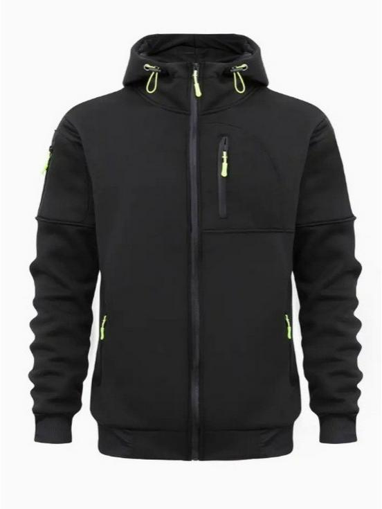European Men's Bestseller Hoodie Jacket - Casual Sports Style with Zippered Arm and Multi-Pocket Design
